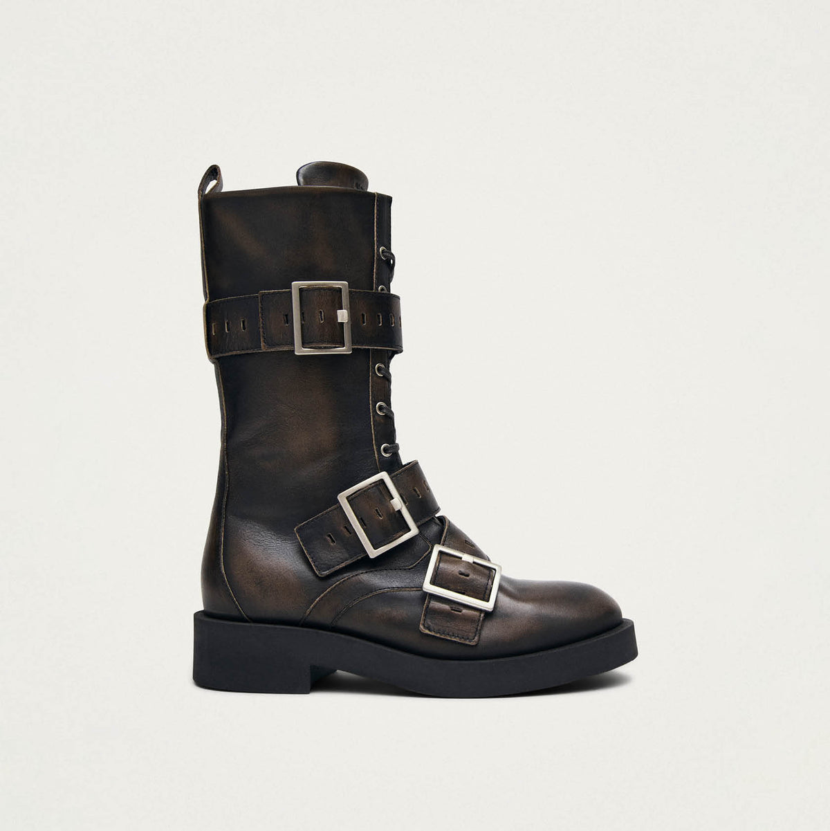 Avril Bottines en Cuir Brun Brossé