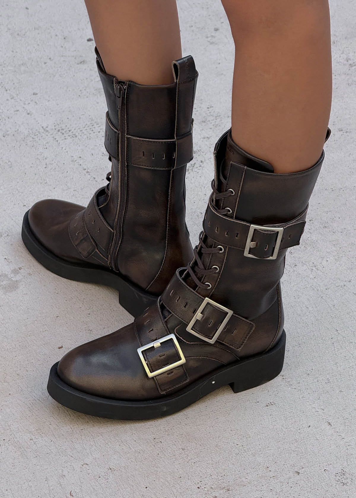 Avril Bottines en Cuir Brun Brossé