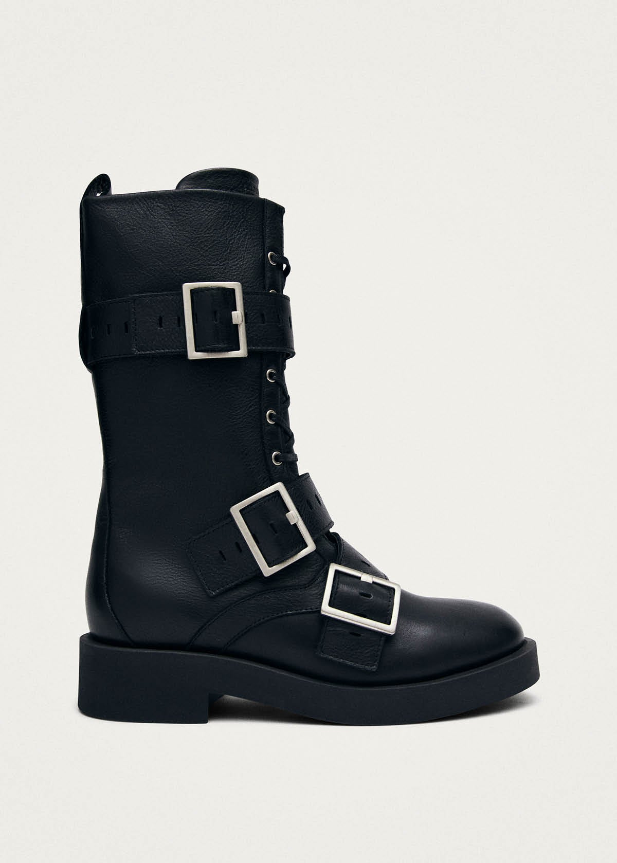 Avril Botines de Cuero Negro Cepillado