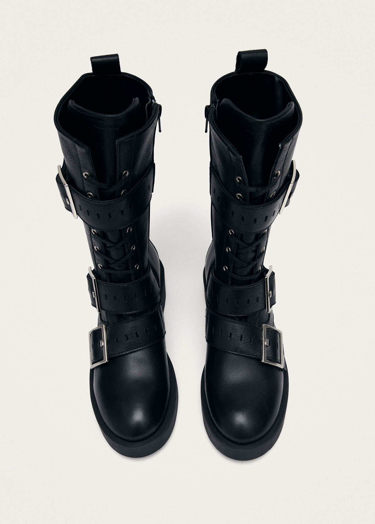 Avril Botines de Cuero Negro Cepillado