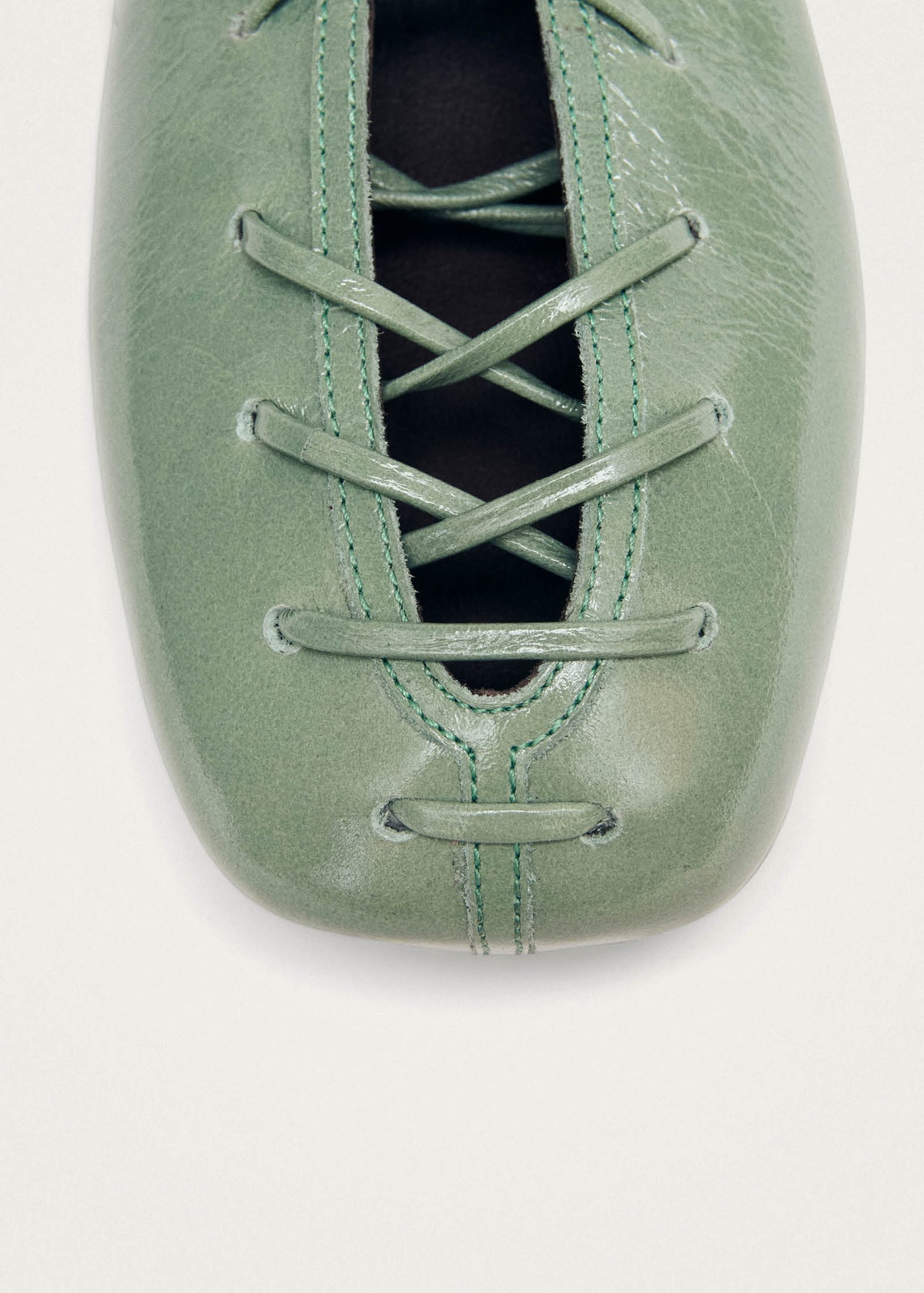 Bumi Onix Green Leather Ballet Flats