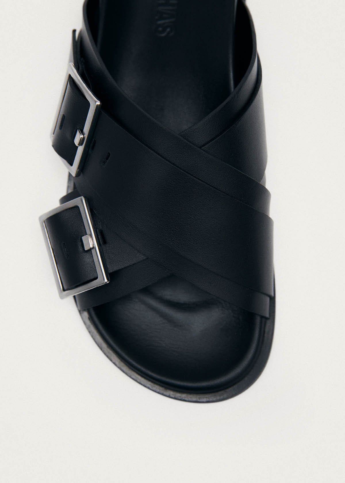 Caliza Schwarze Leder Sandalen