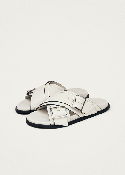 Caliza Cream Leather Sandals-image
