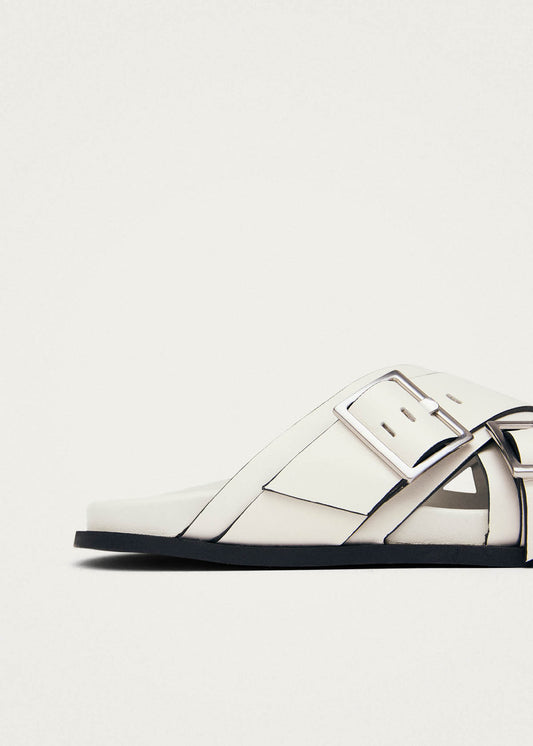 Caliza Cream Leather Sandals-image