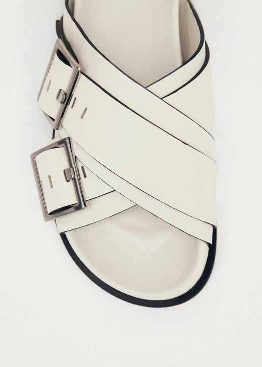 Caliza Cream Leather Sandals-image