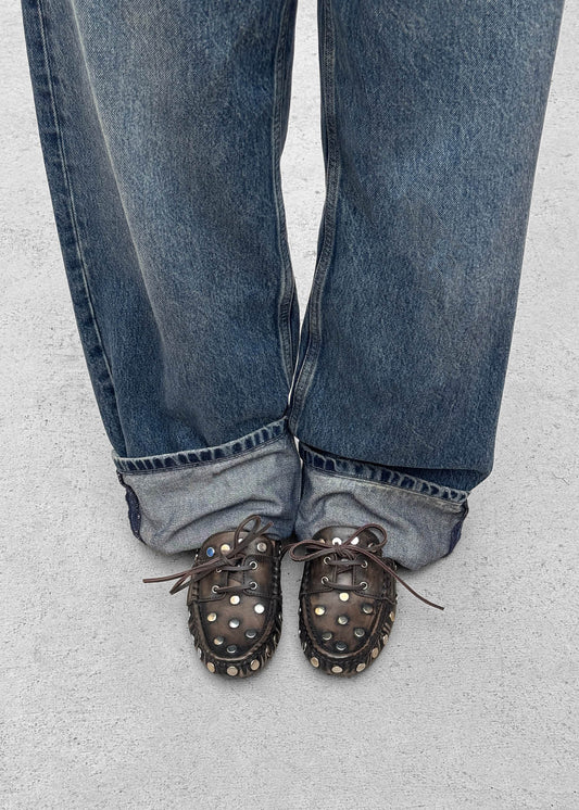 Mocassins en cuir marron effet vintage Calum-image