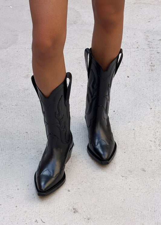 Calyx Black Leather Boots-image