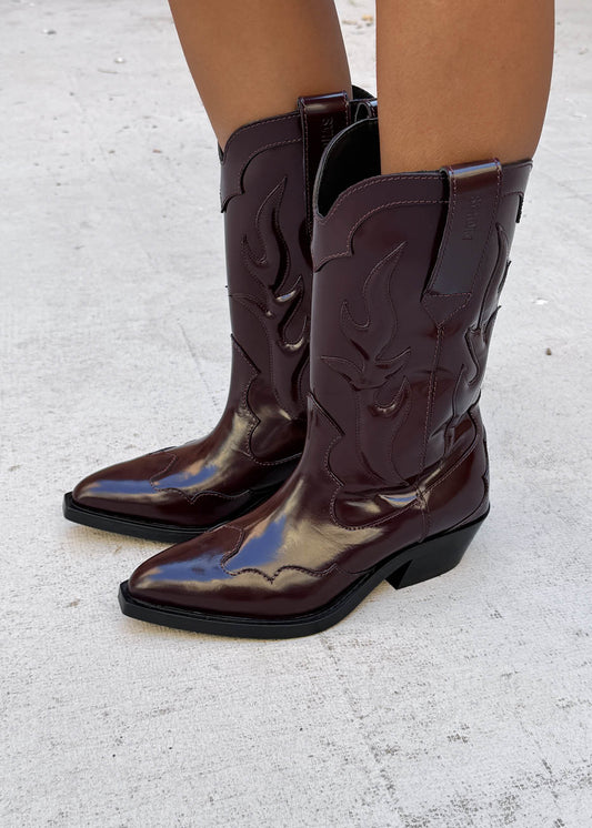 Calyx Burgundy Leather Boots-image