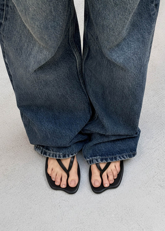 Echo Black Leather Sandals-image