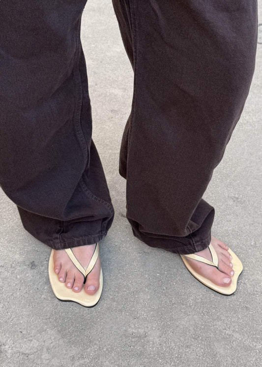 Echo Patent Cream Leather Sandals-image