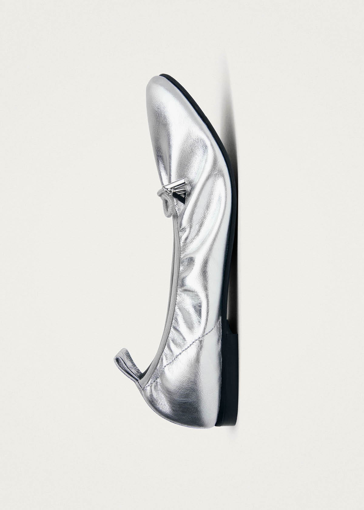 Elena Shimmer Silver Leather Ballet Flats