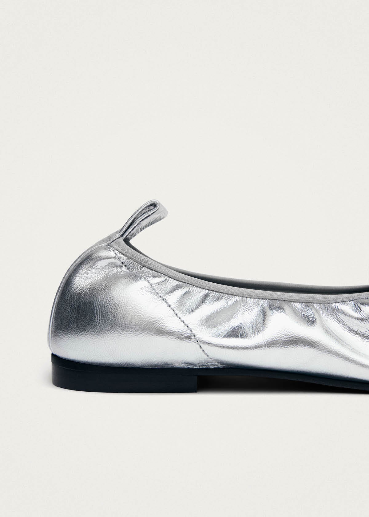Elena Shimmer Silver Leather Ballet Flats