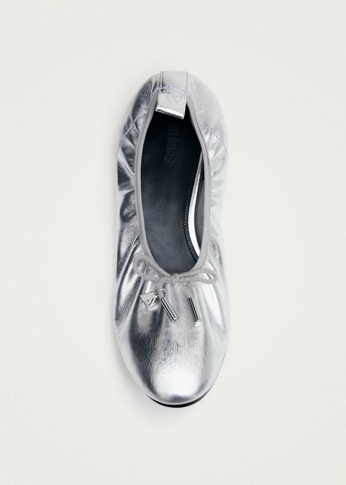Elena Shimmer Silver Leather Ballet Flats