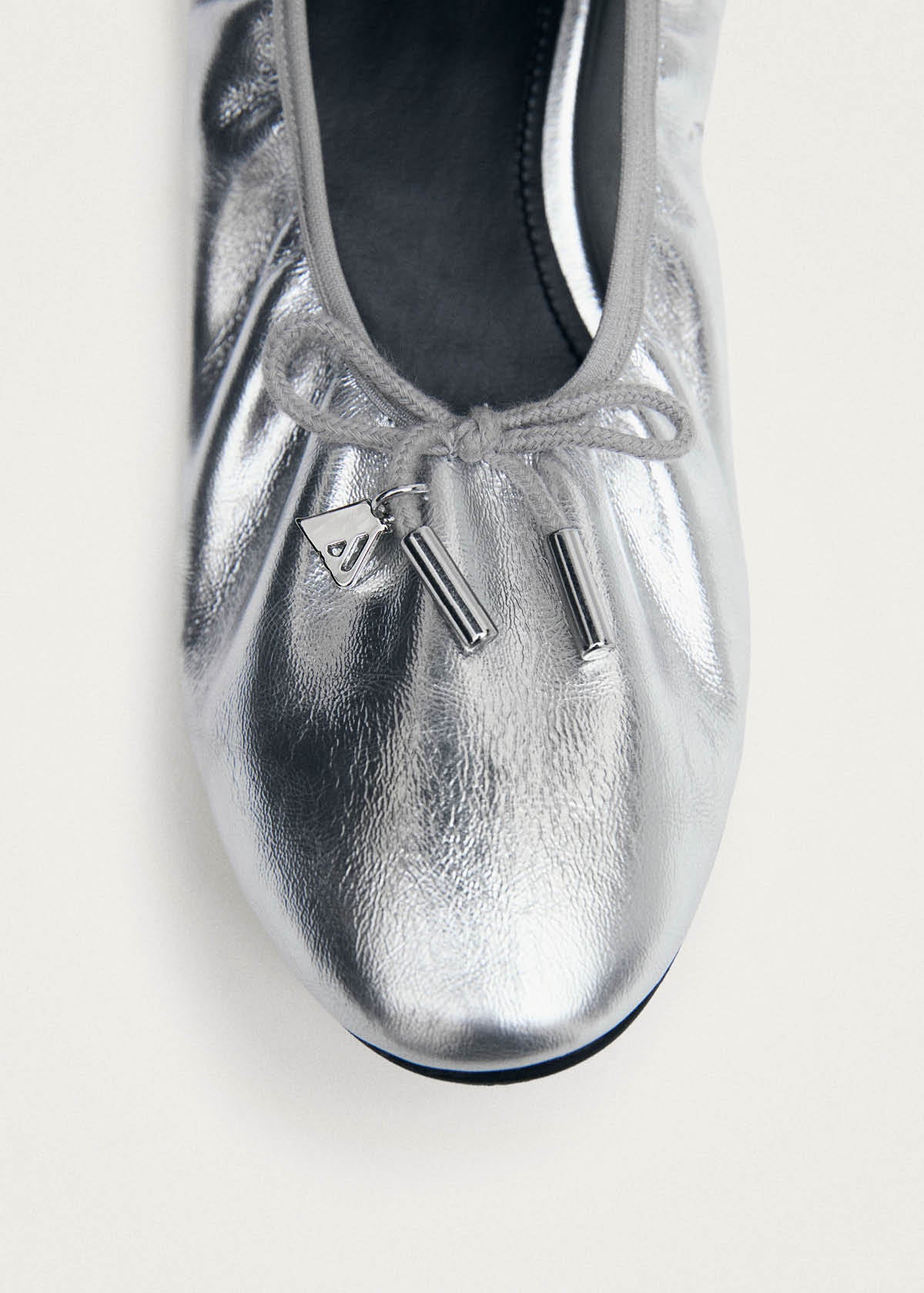 Elena Shimmer Silver Leather Ballet Flats