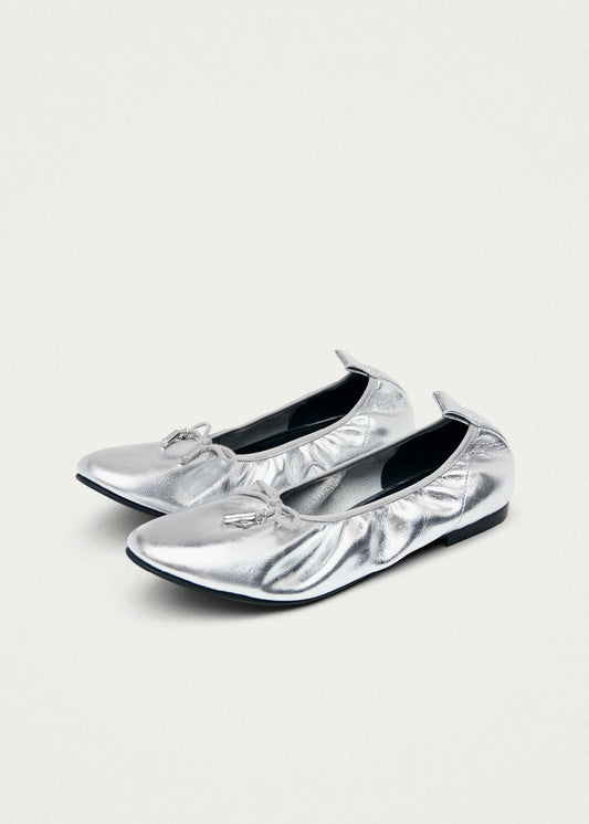 Ballerines en cuir argenté Elena Shimmer-image