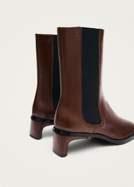 Elowen Rift Stivali in Pelle Marrone Scuro-image