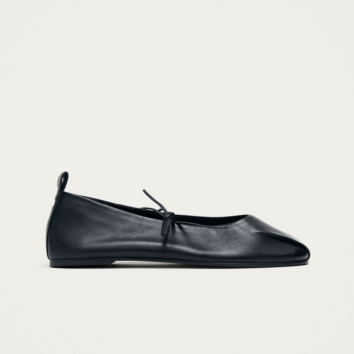 Elva Black Leather Ballet Flats