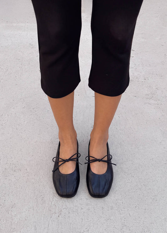 Elva Black Leather Ballet Flats-image