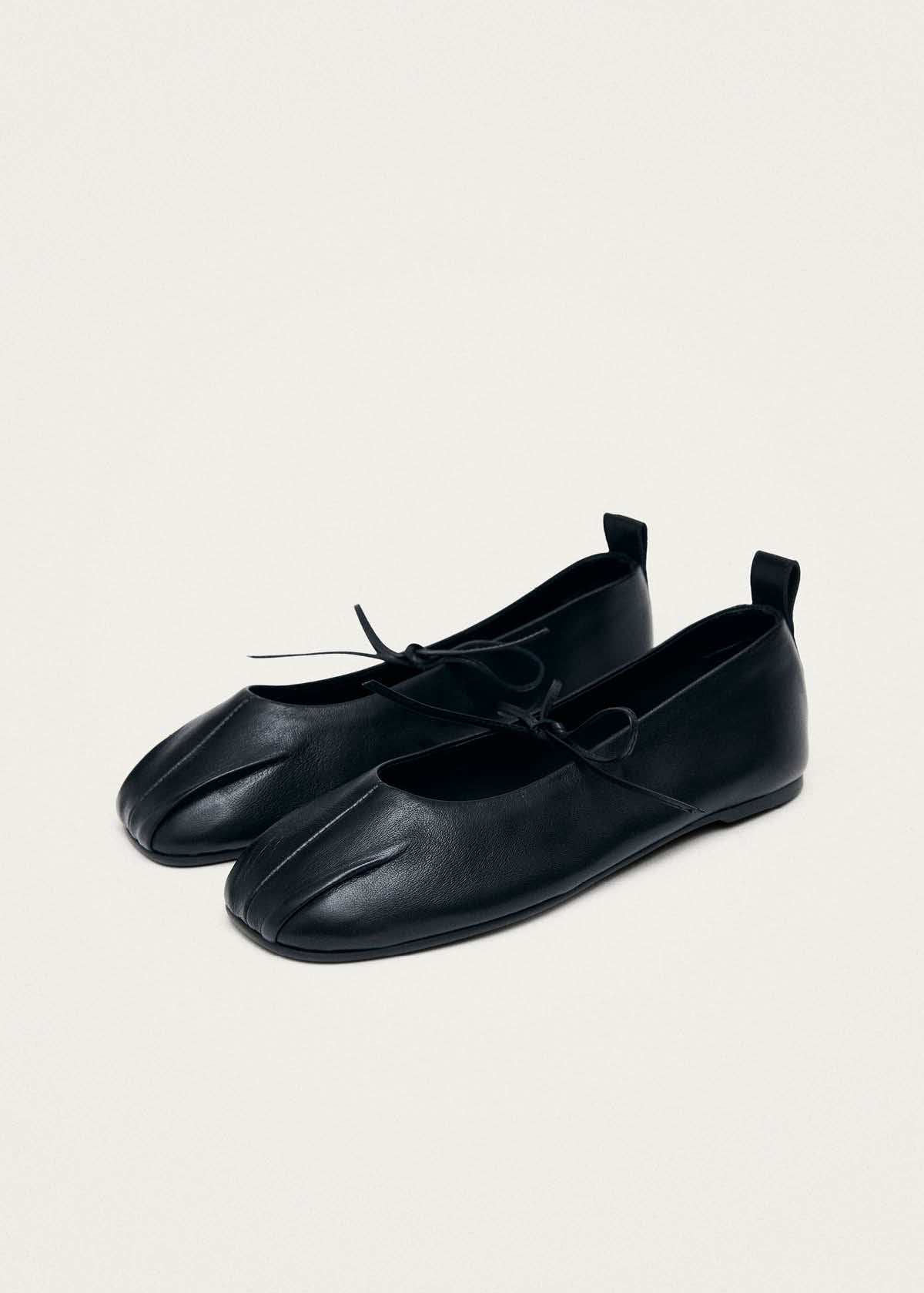 Elva Black Leather Ballet Flats