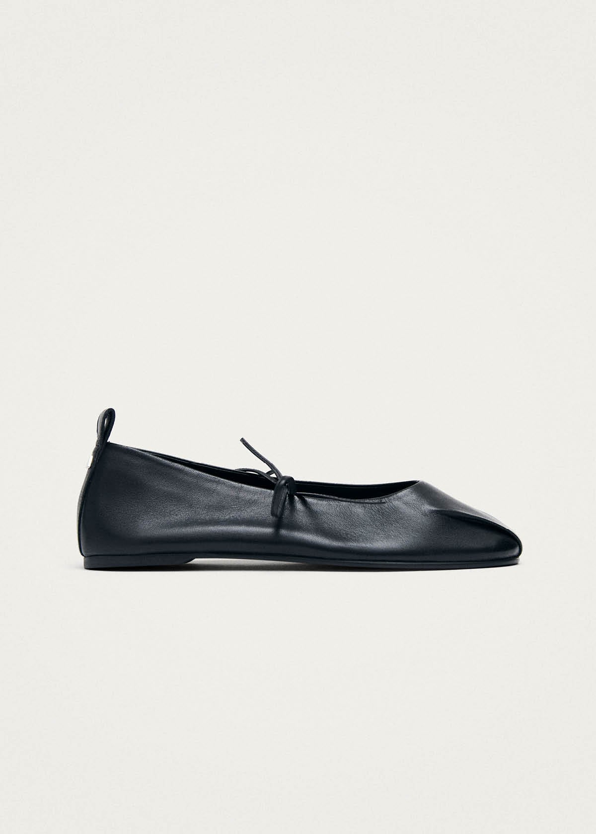 Elva Black Leather Ballet Flats