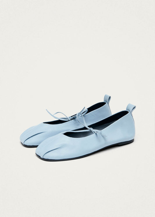 Elva Blue Leather Ballet Flats-image