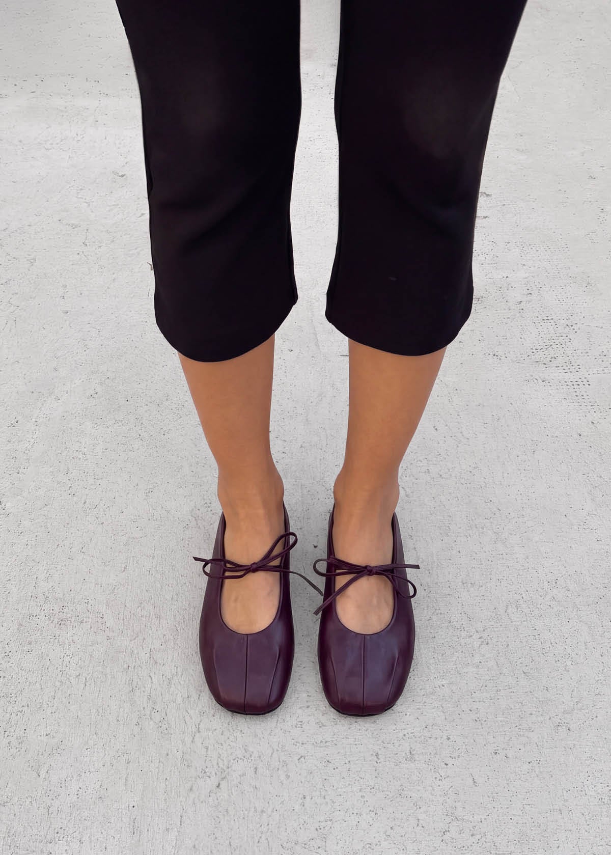 Elva Burgundy Leather Ballet Flats