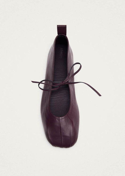 Elva Burgundy Leather Ballet Flats-image
