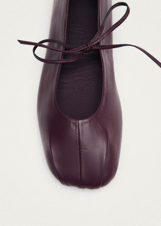 Elva Burgundy Leather Ballet Flats-image