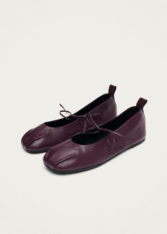 Elva Burgundy Leather Ballet Flats-image