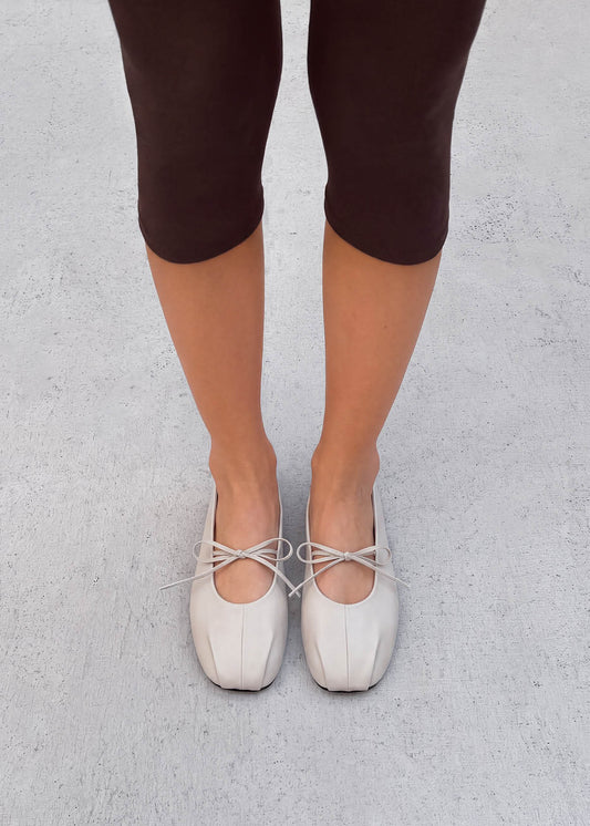 Elva Cream Leather Ballet Flats-image