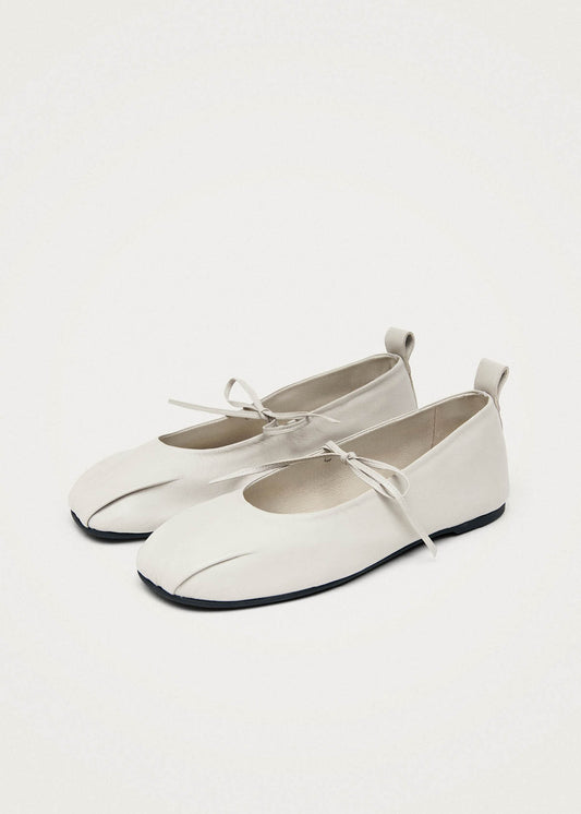 Elva Cream Leather Ballet Flats-image