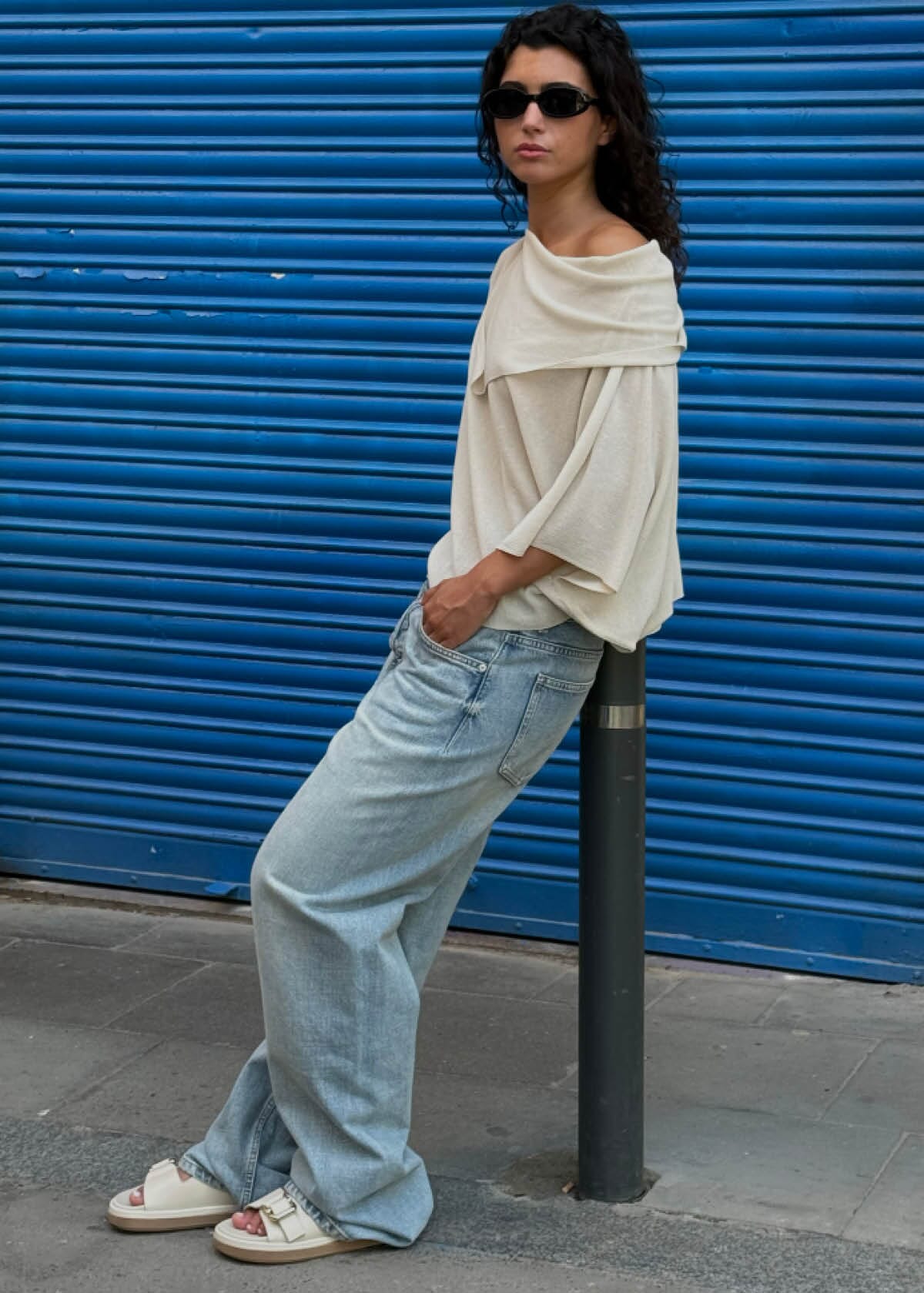 Harper Cream Leather Sandals