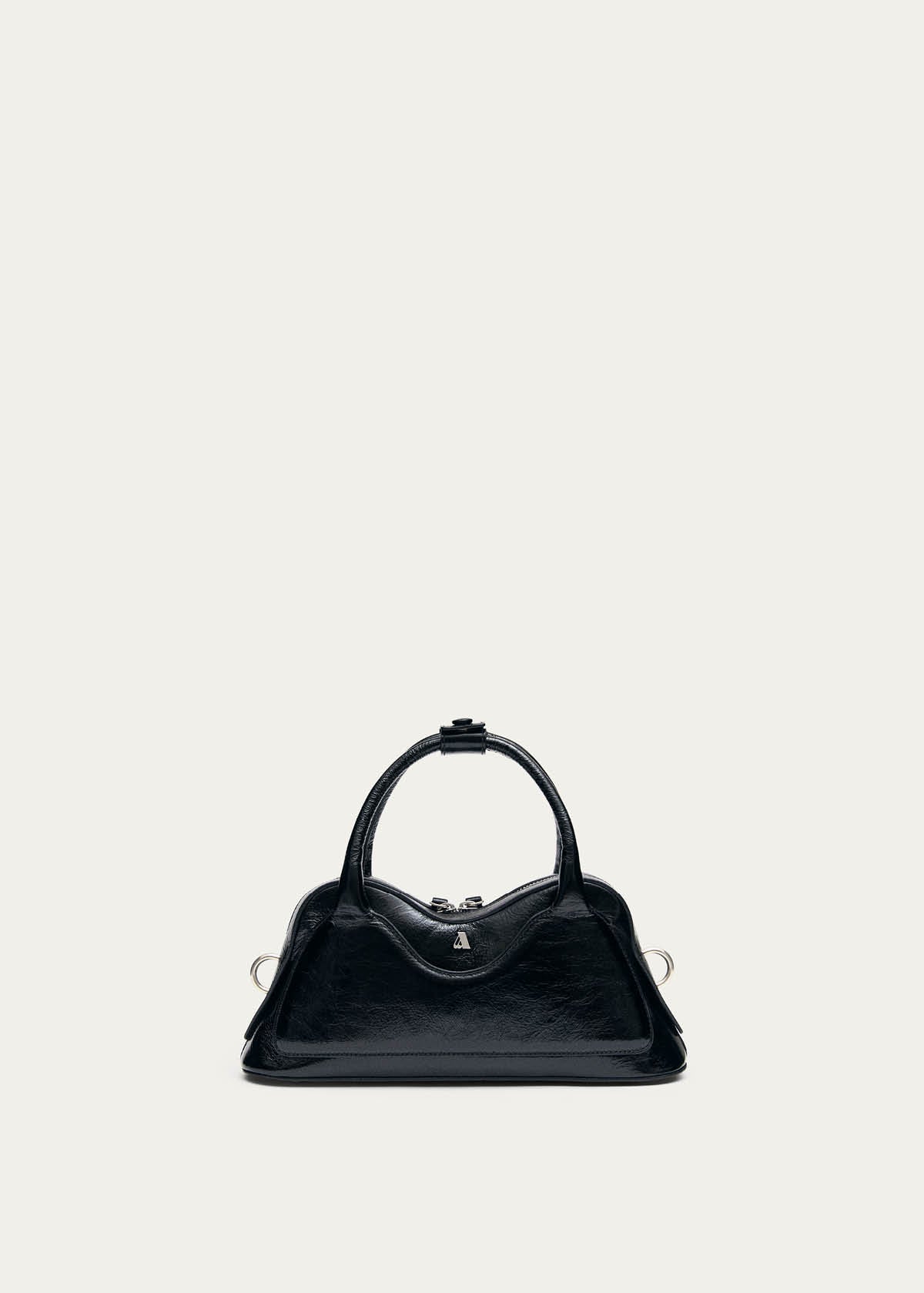 Hilma Mini Bolso de Cuero Negro Charol