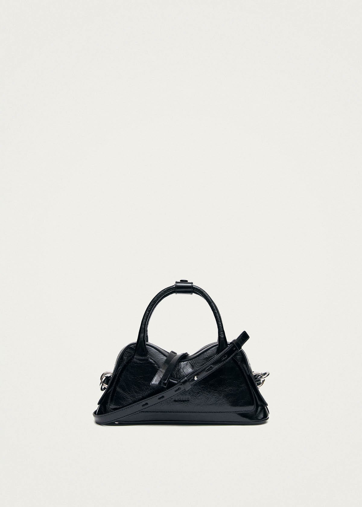 Hilma Mini Bolso de Cuero Negro Charol