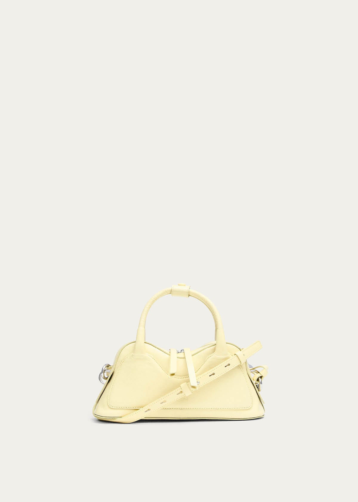 Hilma Mini Borsa in Pelle Verniciata Giallo Pallido