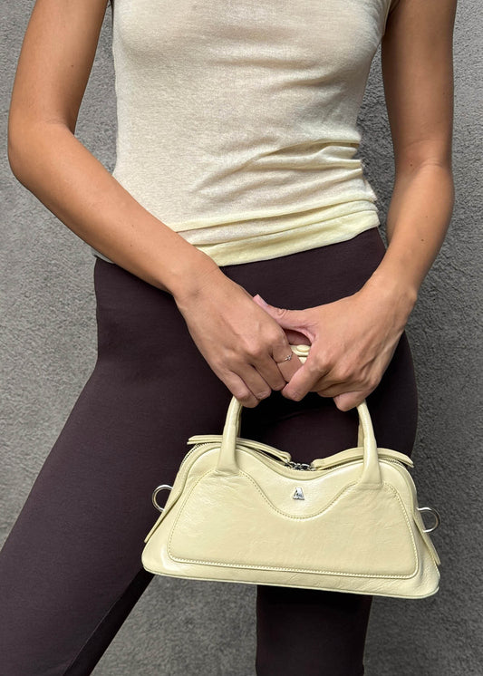 Hilma Mini Bolso de Cuero Amarillo Pálido Charol-image