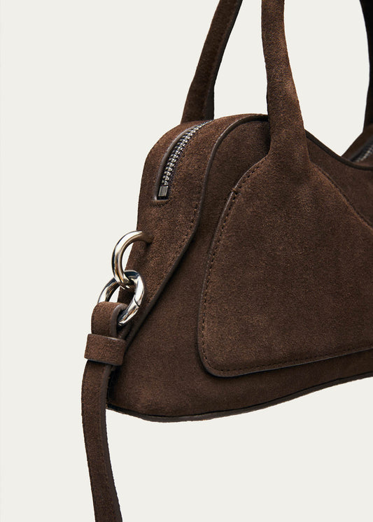 Sac en cuir marron mini Hilma en daim-image