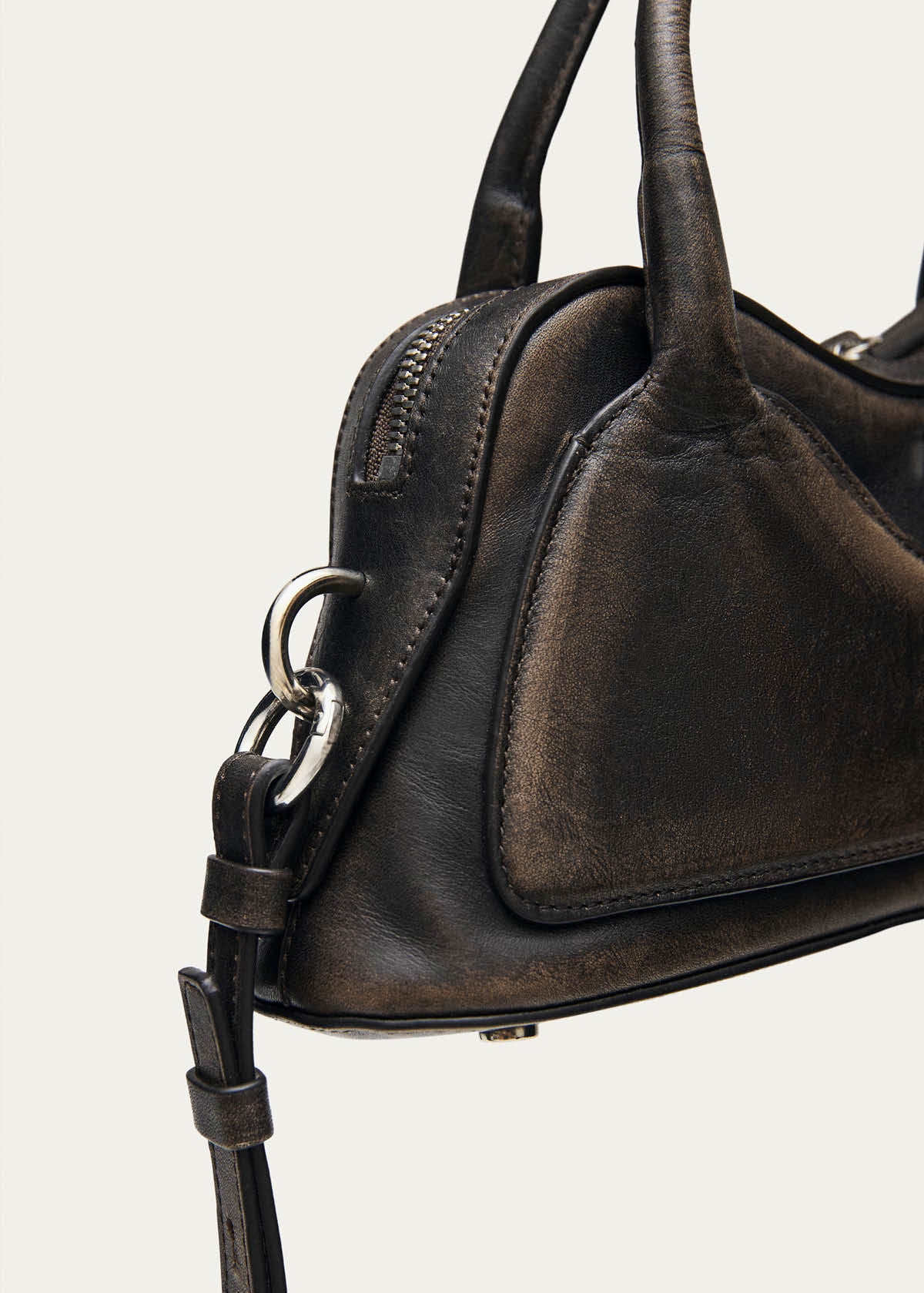 Hilma Mini Vintage Effect Brown Leather Bag