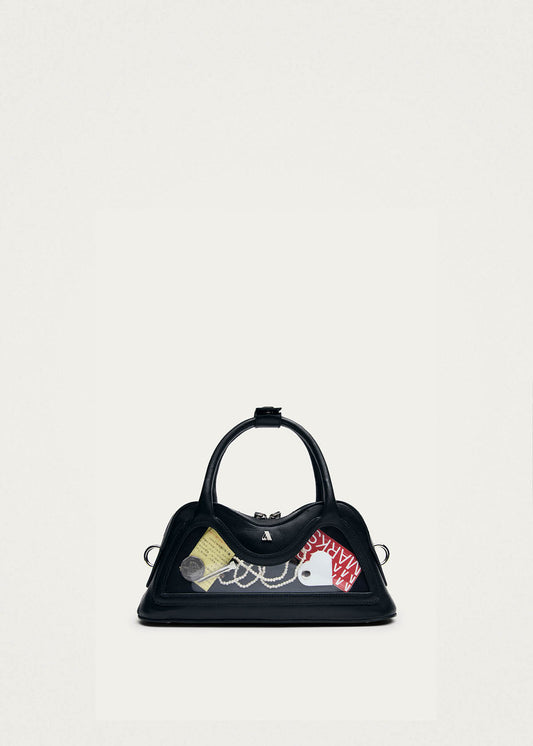 Sac en cuir noir vinyle mini Hilma-image