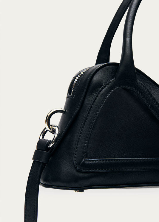 Sac en cuir noir vinyle mini Hilma-image