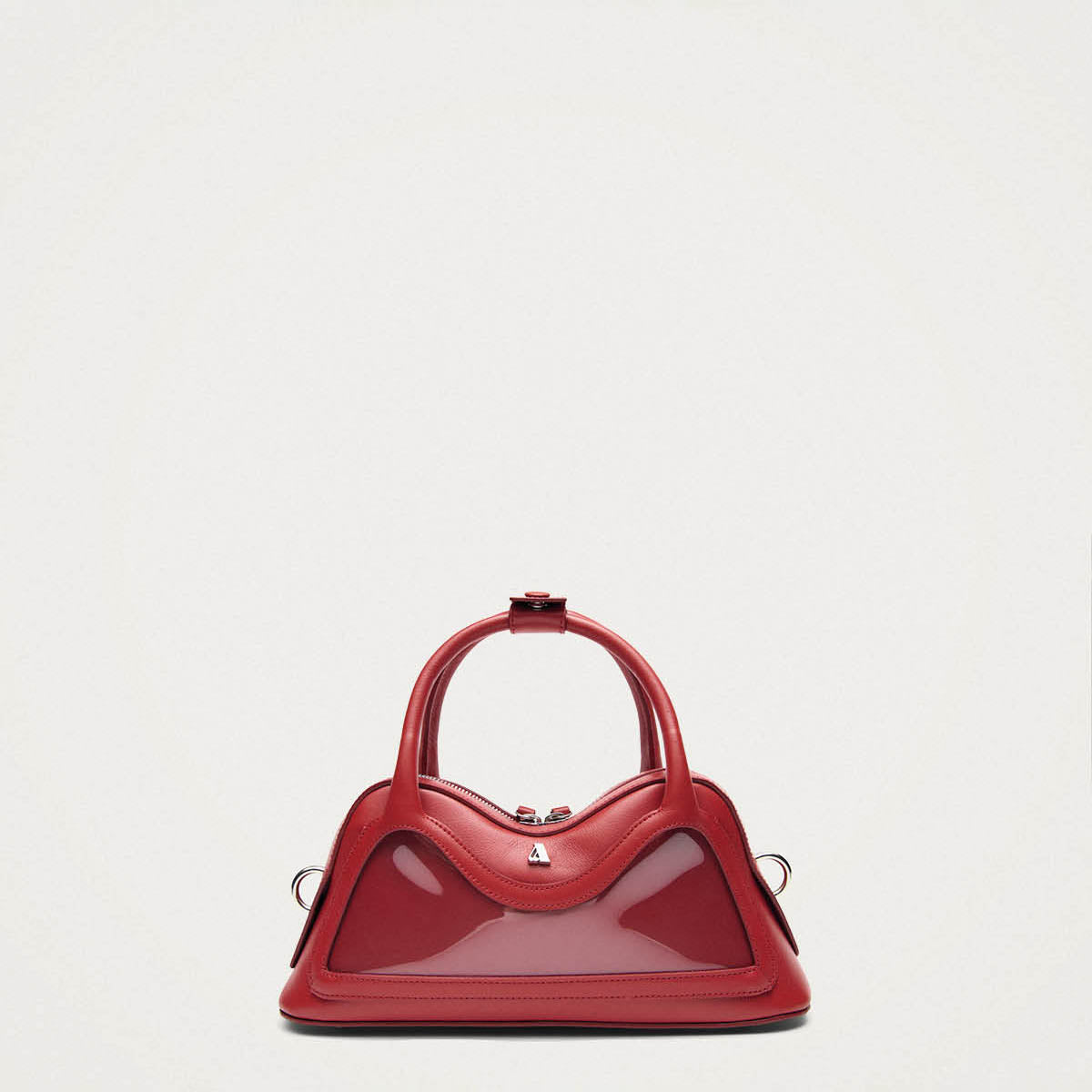 Bolso pequeño Hilma de vinilo rojo con cuero