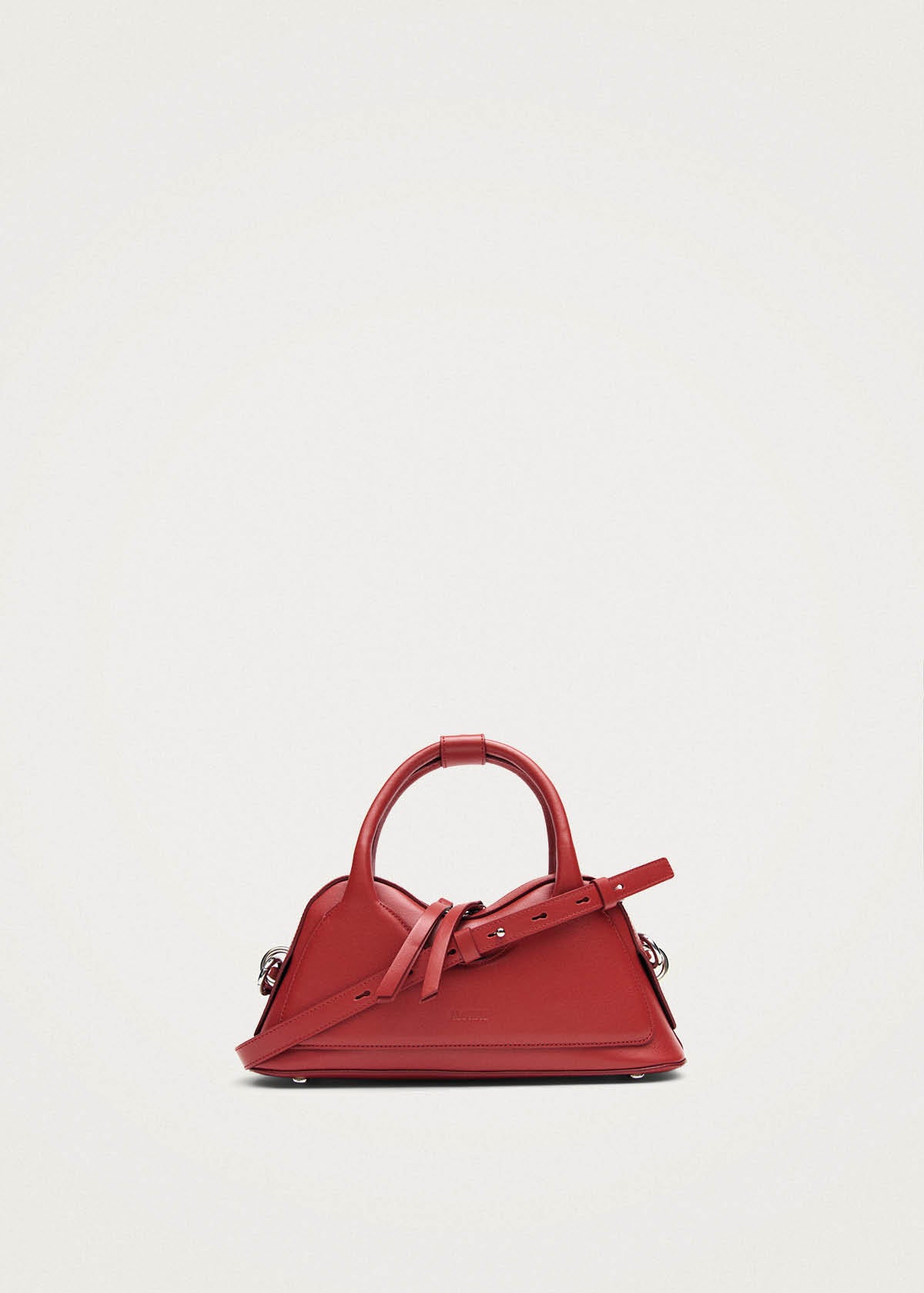 Bolso pequeño Hilma de vinilo rojo con cuero
