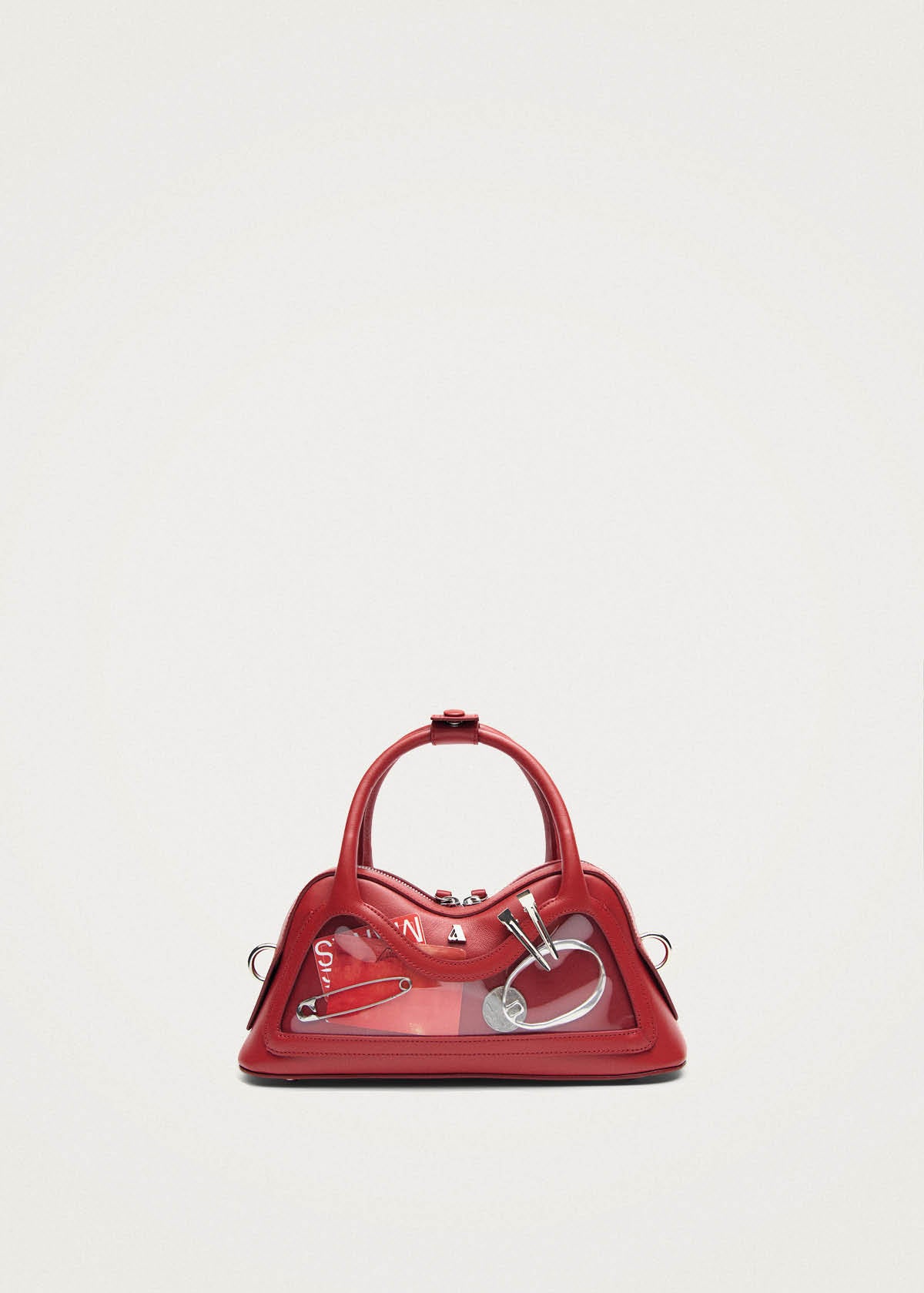 Bolso pequeño Hilma de vinilo rojo con cuero