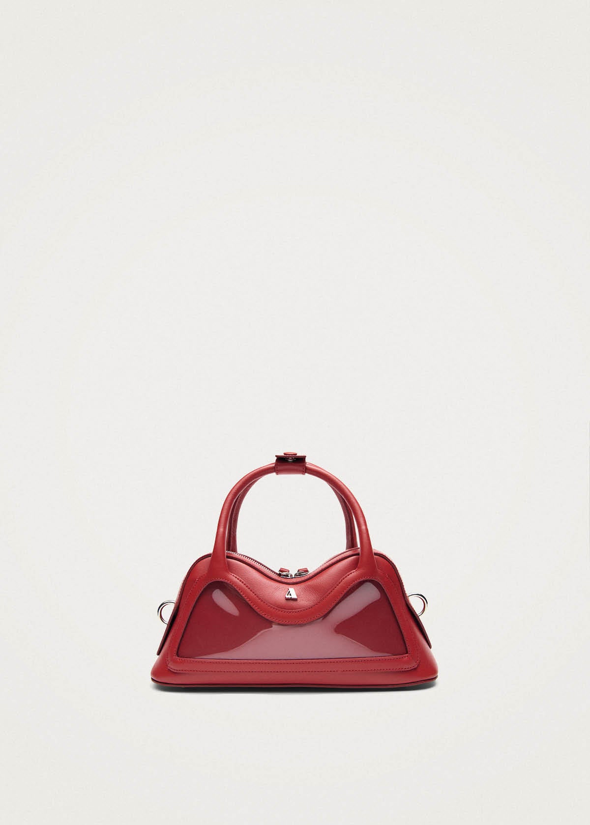 Bolso pequeño Hilma de vinilo rojo con cuero