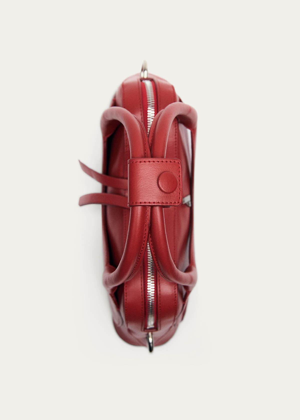 Bolso pequeño Hilma de vinilo rojo con cuero