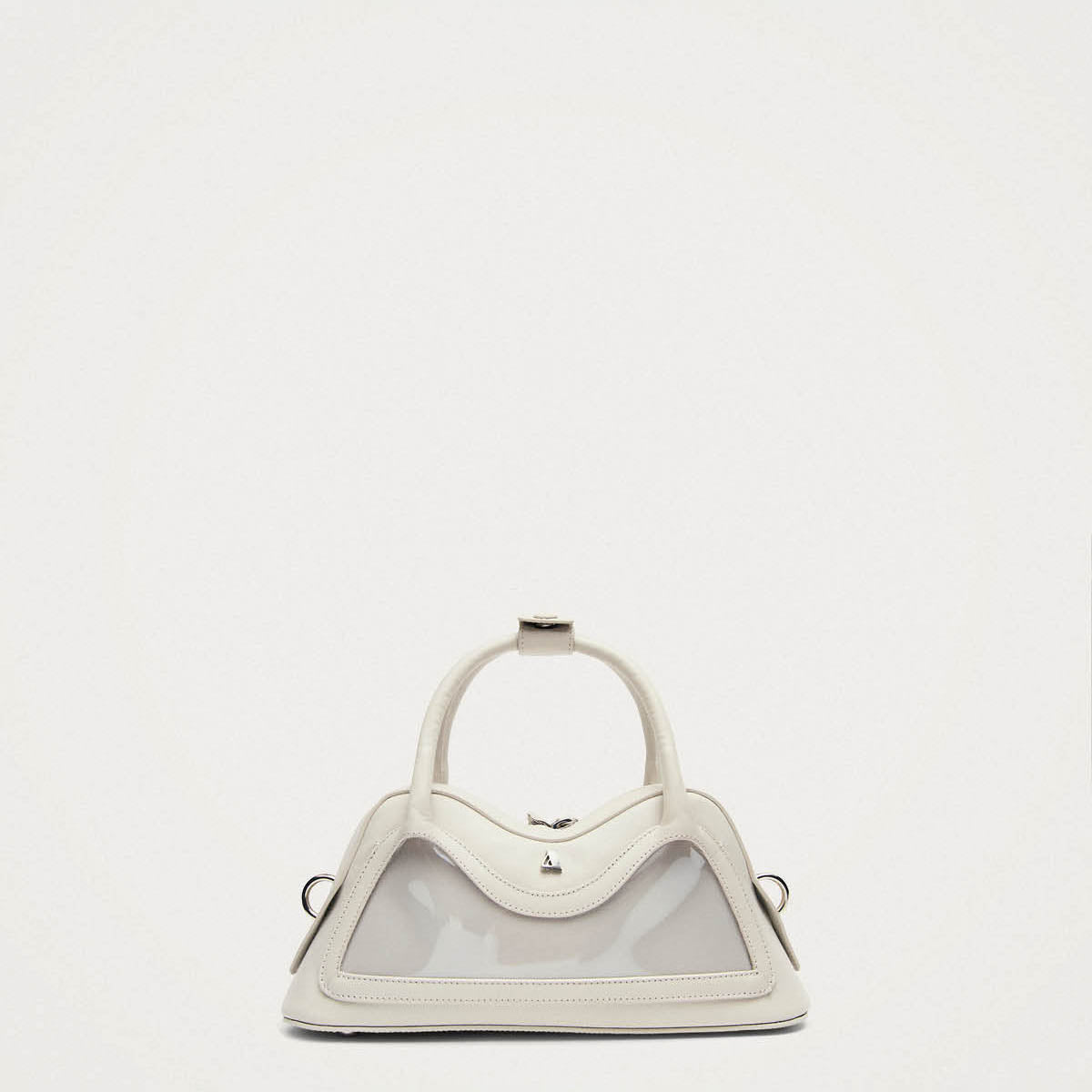 Bolso pequeño Hilma de vinilo blanco y cuero