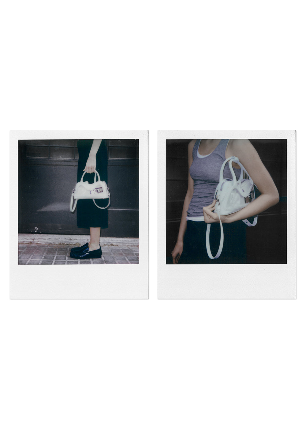 Bolso pequeño Hilma de vinilo blanco y cuero