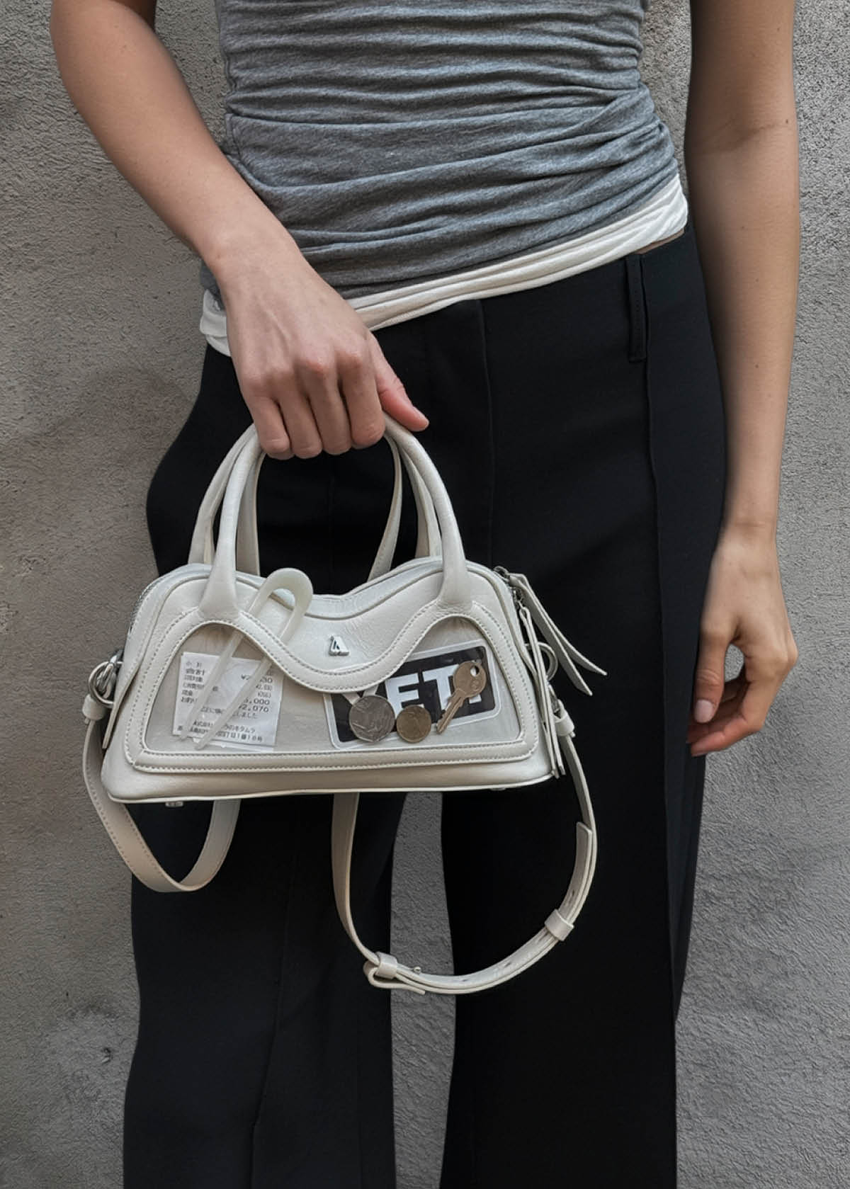 Hilma Mini Bolso de Cuero Blanco Vinilo
