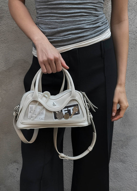 Hilma Mini Vinyl Weiße Leder Tasche-image