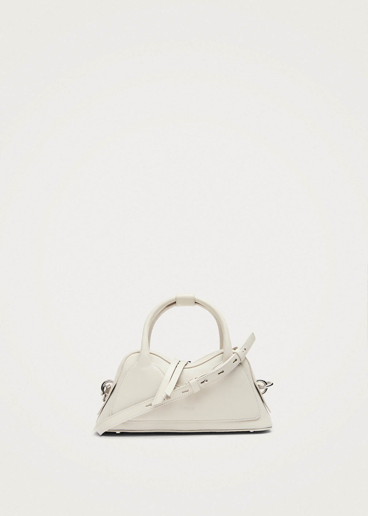 Bolso pequeño Hilma de vinilo blanco y cuero